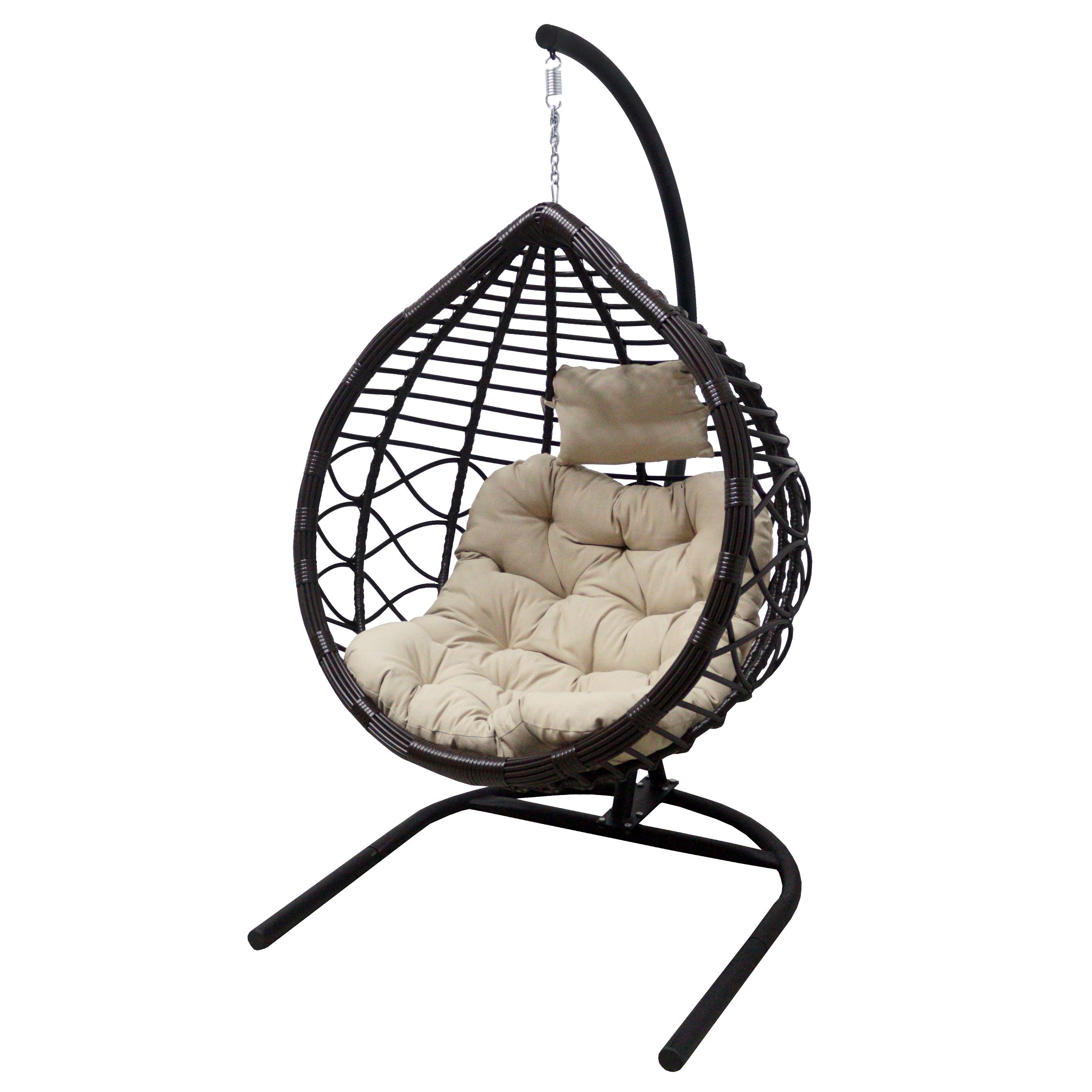 фото Подвесное кресло veil2, цвет коричневый, подушка - бежевый экодизайн