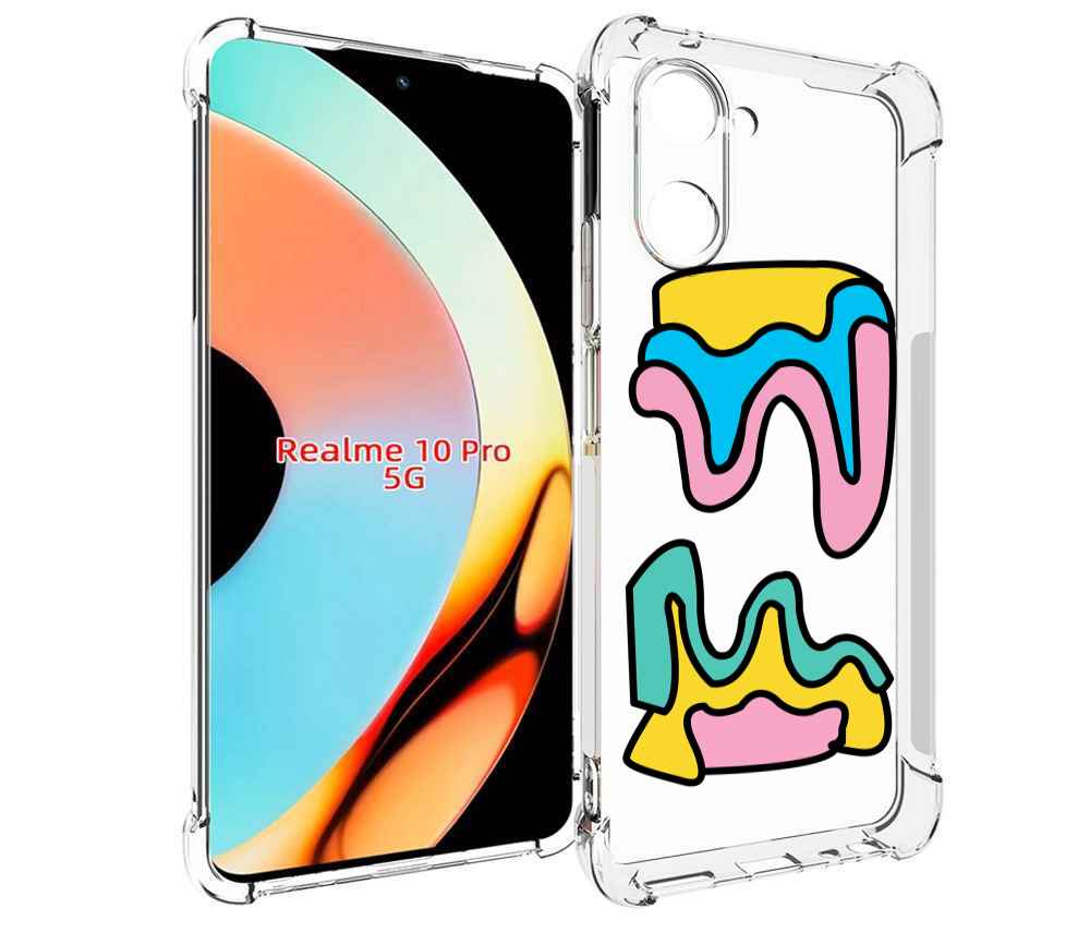 

Чехол бампер MyPads вытекающая-абстракция для Realme 10 Pro прот..., Прозрачный, Tocco