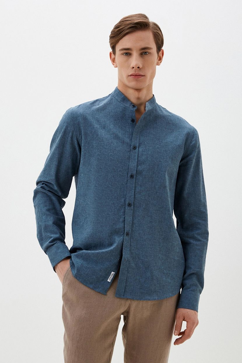 Рубашка мужская Baon B6622011 синяя 3XL