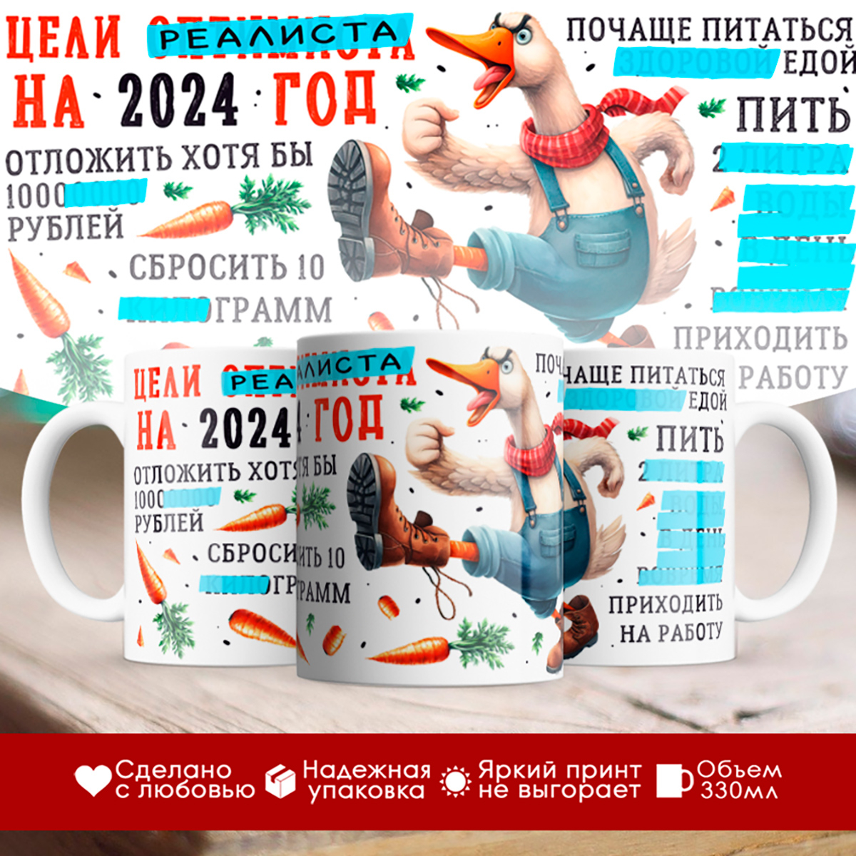 

Кружка Новый год / Прикольная / Цели реалиста 2024