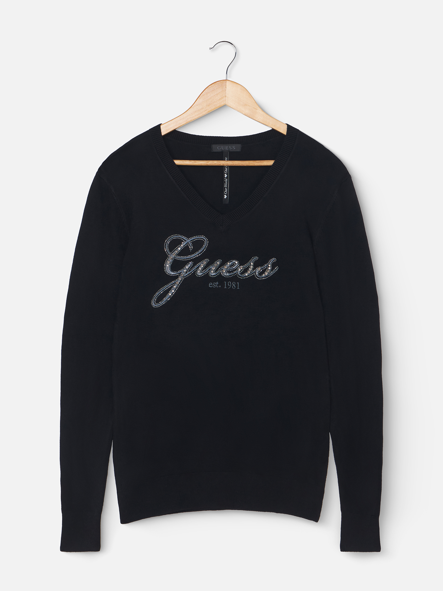 

Пуловер женский Guess Saige W4YR32Z2NQ2 черный S, W4YR32Z2NQ2