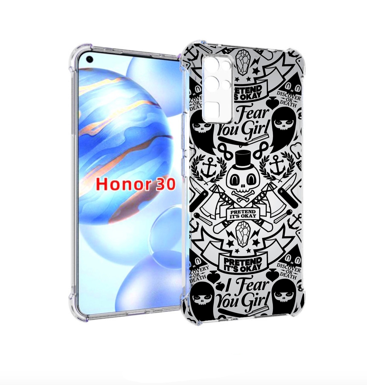 

Чехол бампер MyPads готический-принт для Honor 30 (BMH-AN10) про, Прозрачный, Tocco