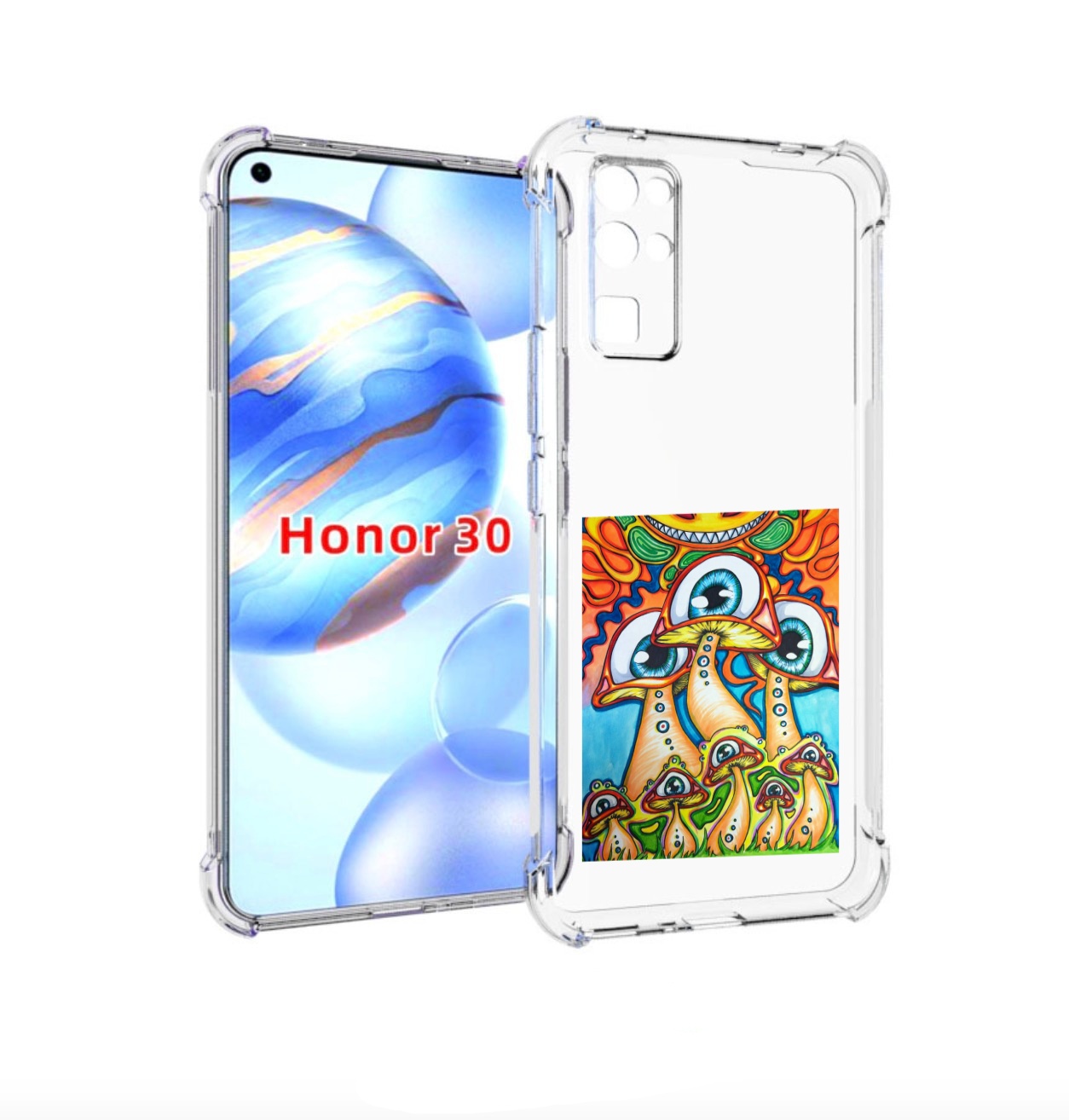 

Чехол бампер MyPads грибы с глазами для Honor 30 (BMH-AN10) прот, Прозрачный, Tocco