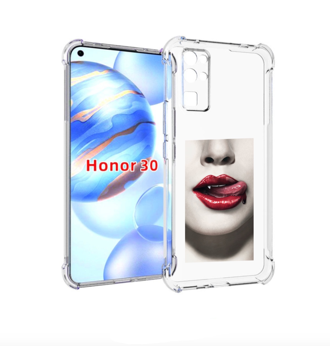 

Чехол бампер MyPads губы-вампирши для Honor 30 (BMH-AN10) против, Прозрачный, Tocco