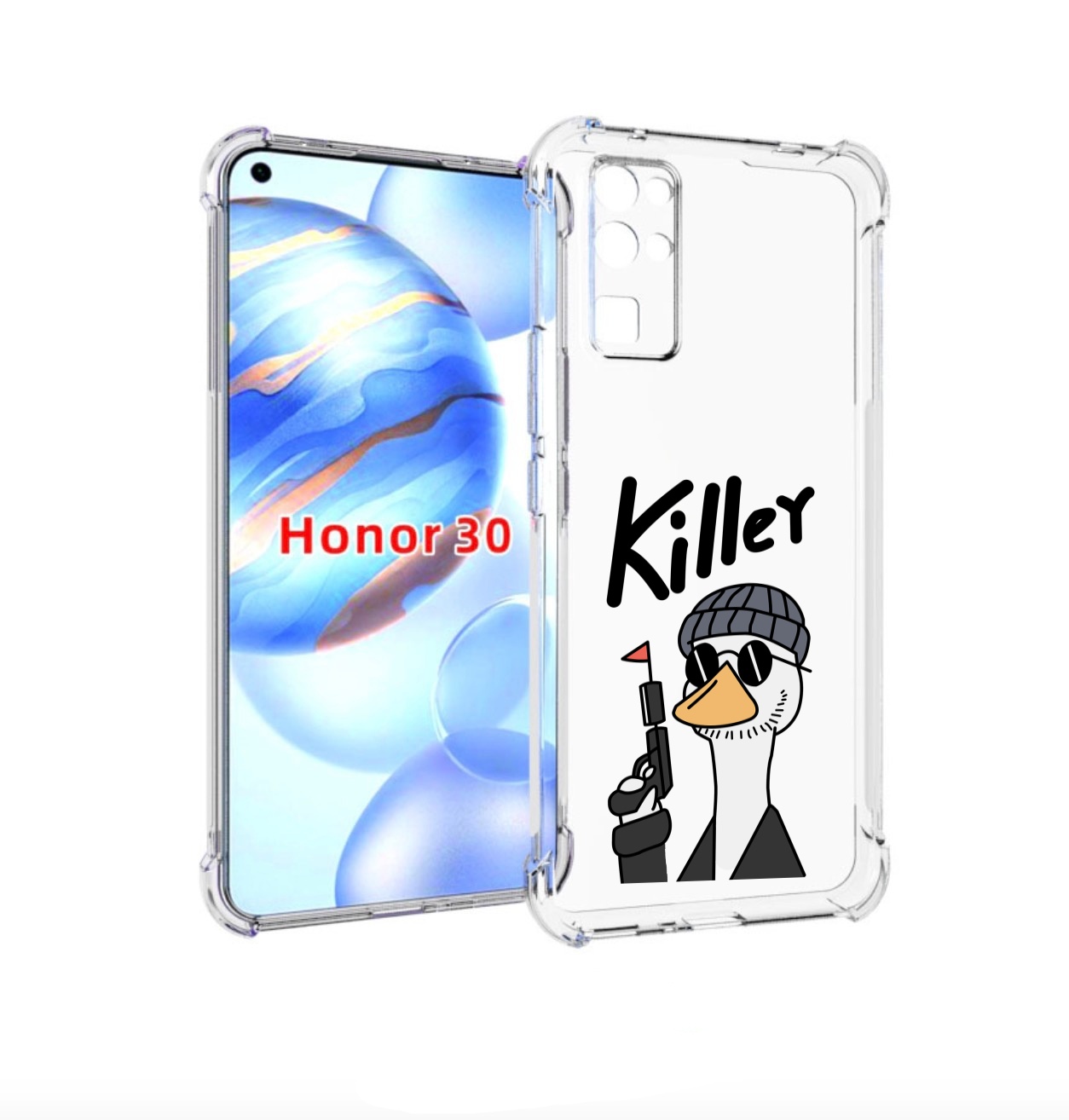 

Чехол бампер MyPads гусь-с-пистолет для Honor 30 (BMH-AN10) прот, Прозрачный, Tocco