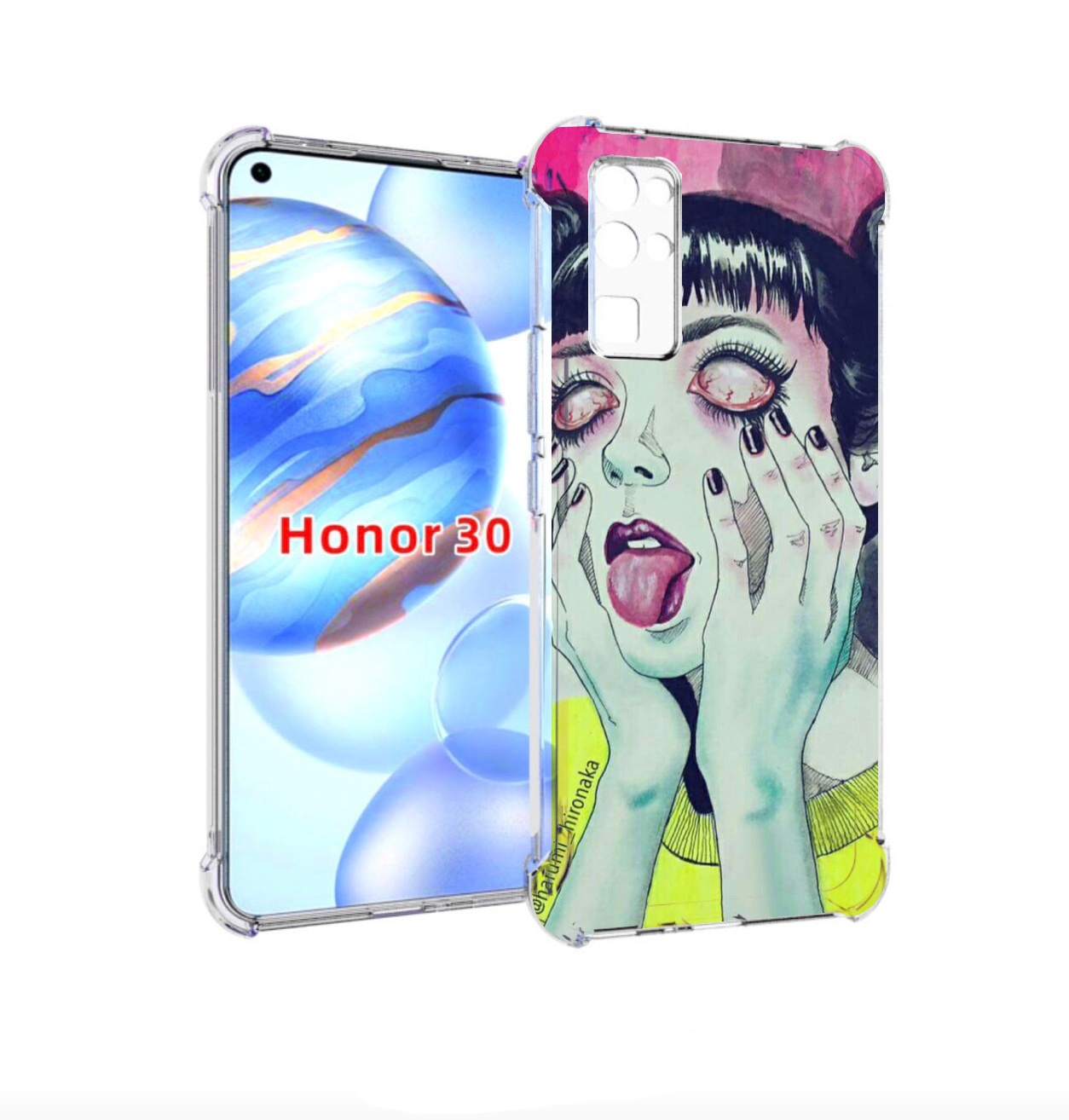 

Чехол бампер MyPads девушка без зрачков для Honor 30 (BMH-AN10), Прозрачный, Tocco