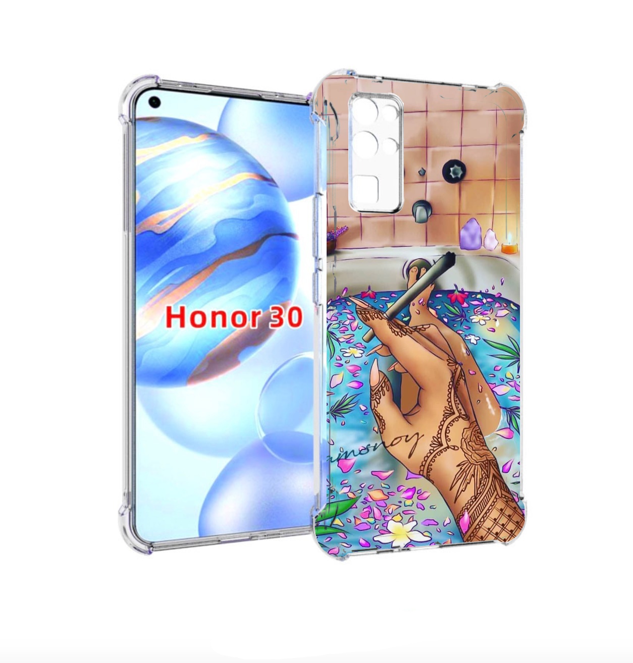 

Чехол бампер MyPads девушка в ванне женский для Honor 30 (BMH-AN, Прозрачный, Tocco