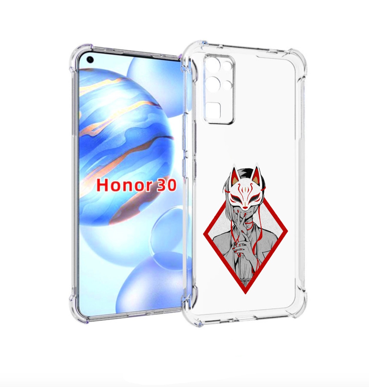 

Чехол бампер MyPads девушка в маске япония для Honor 30 (BMH-AN1, Прозрачный, Tocco