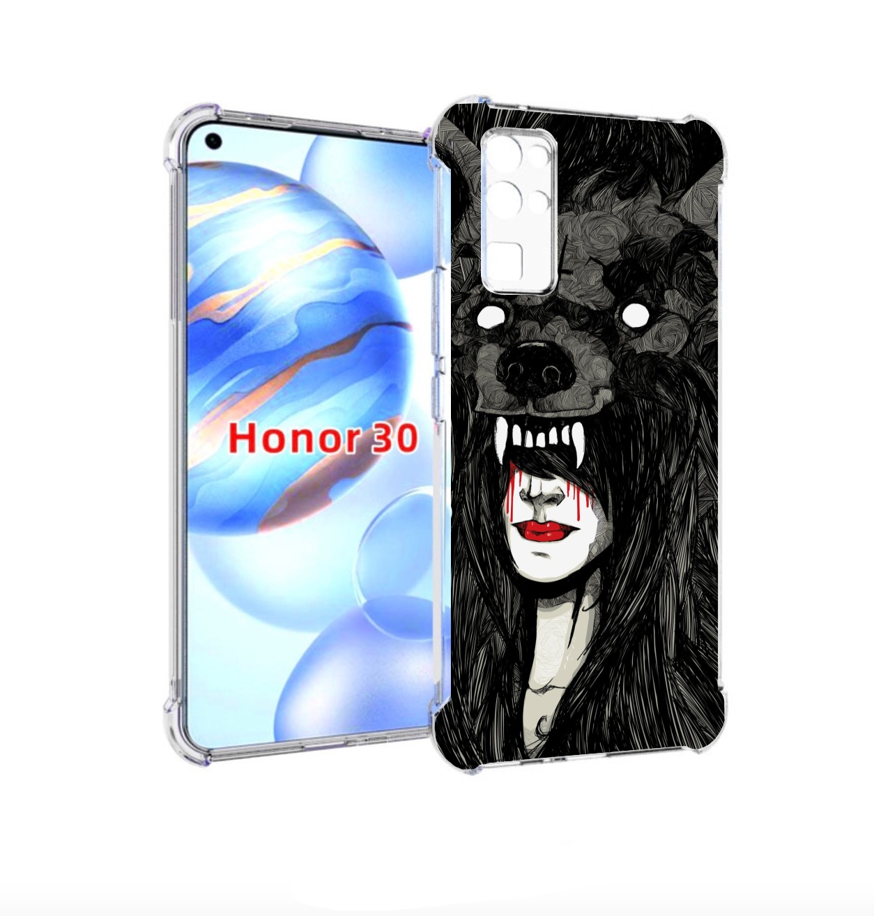 

Чехол бампер MyPads девушка в шкуре волка женский для Honor 30 (, Прозрачный, Tocco