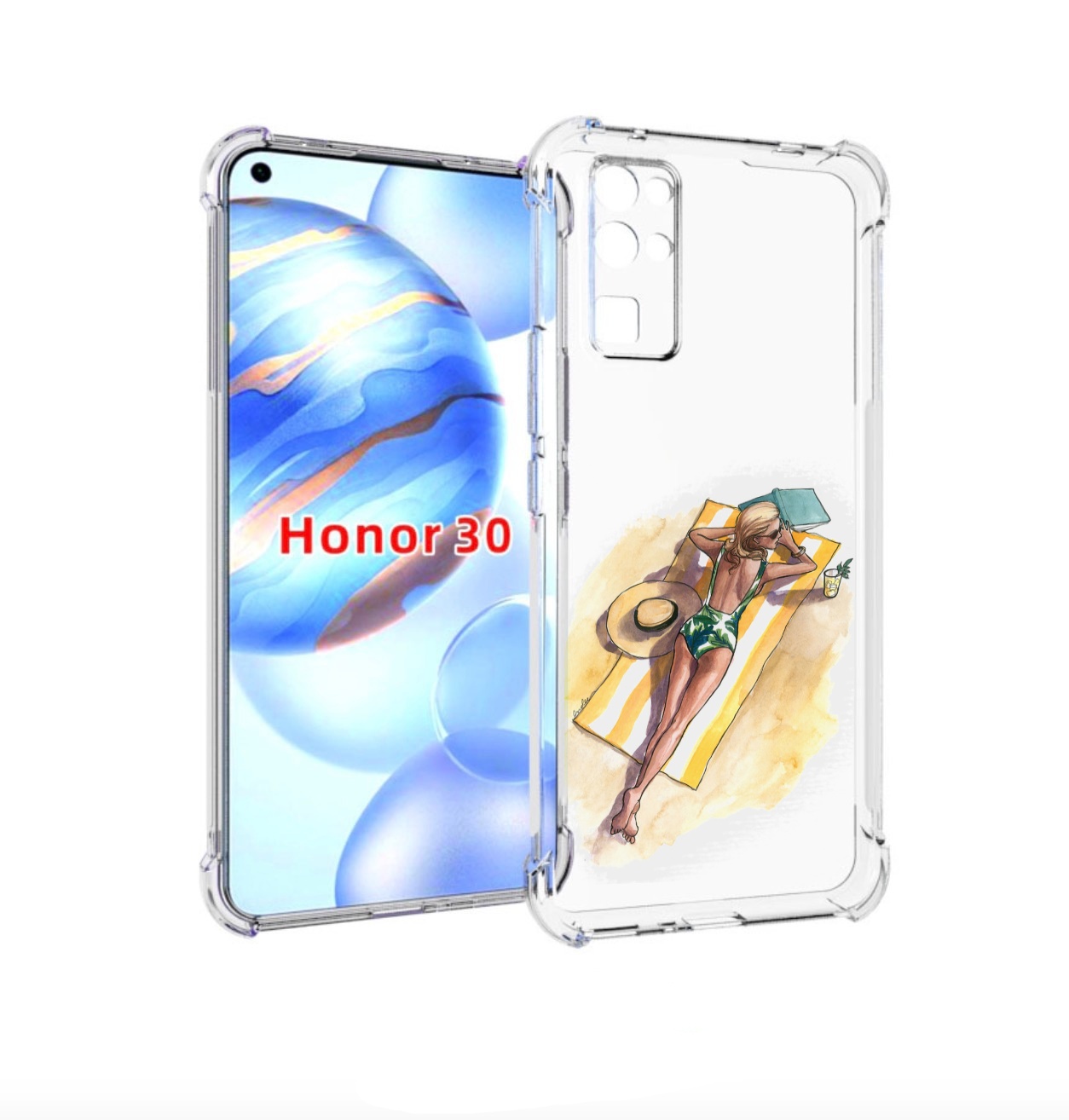 

Чехол бампер MyPads девушка на пляже женский для Honor 30 (BMH-A, Прозрачный, Tocco