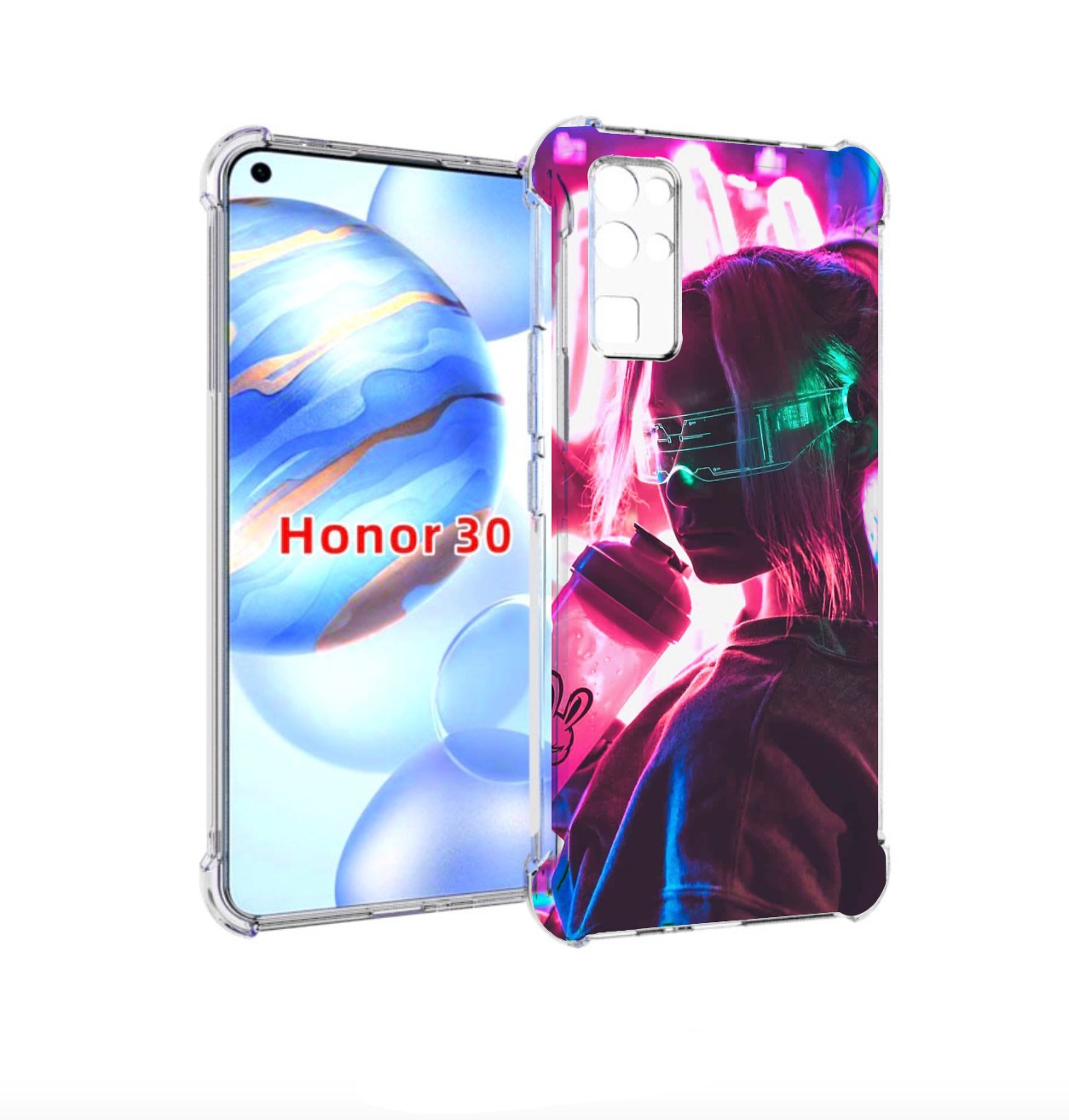 

Чехол бампер MyPads девушка неоновый фон женский для Honor 30 (B, Прозрачный, Tocco