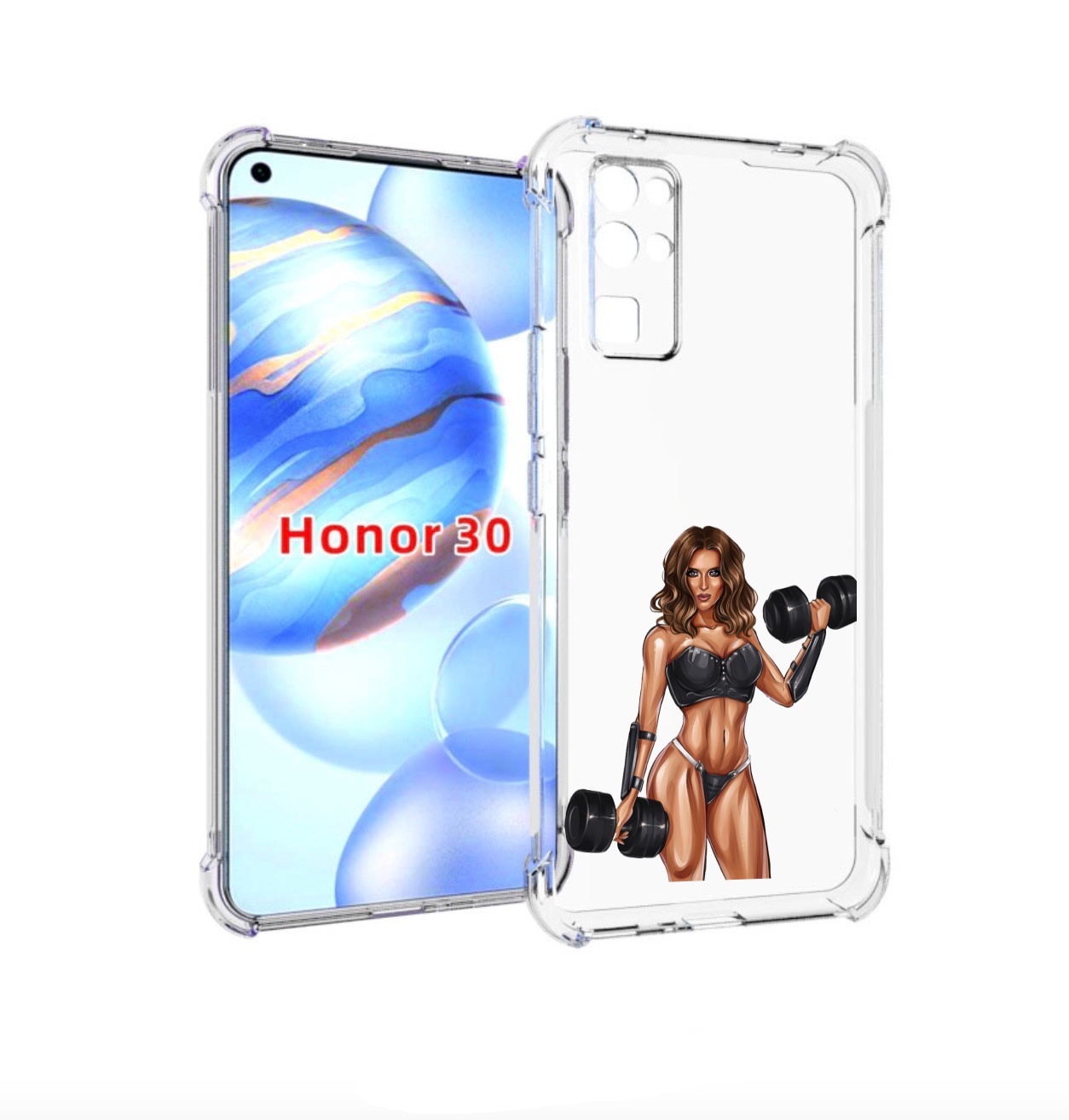 

Чехол бампер MyPads девушка с гантелями спорт женский для Honor, Прозрачный, Tocco