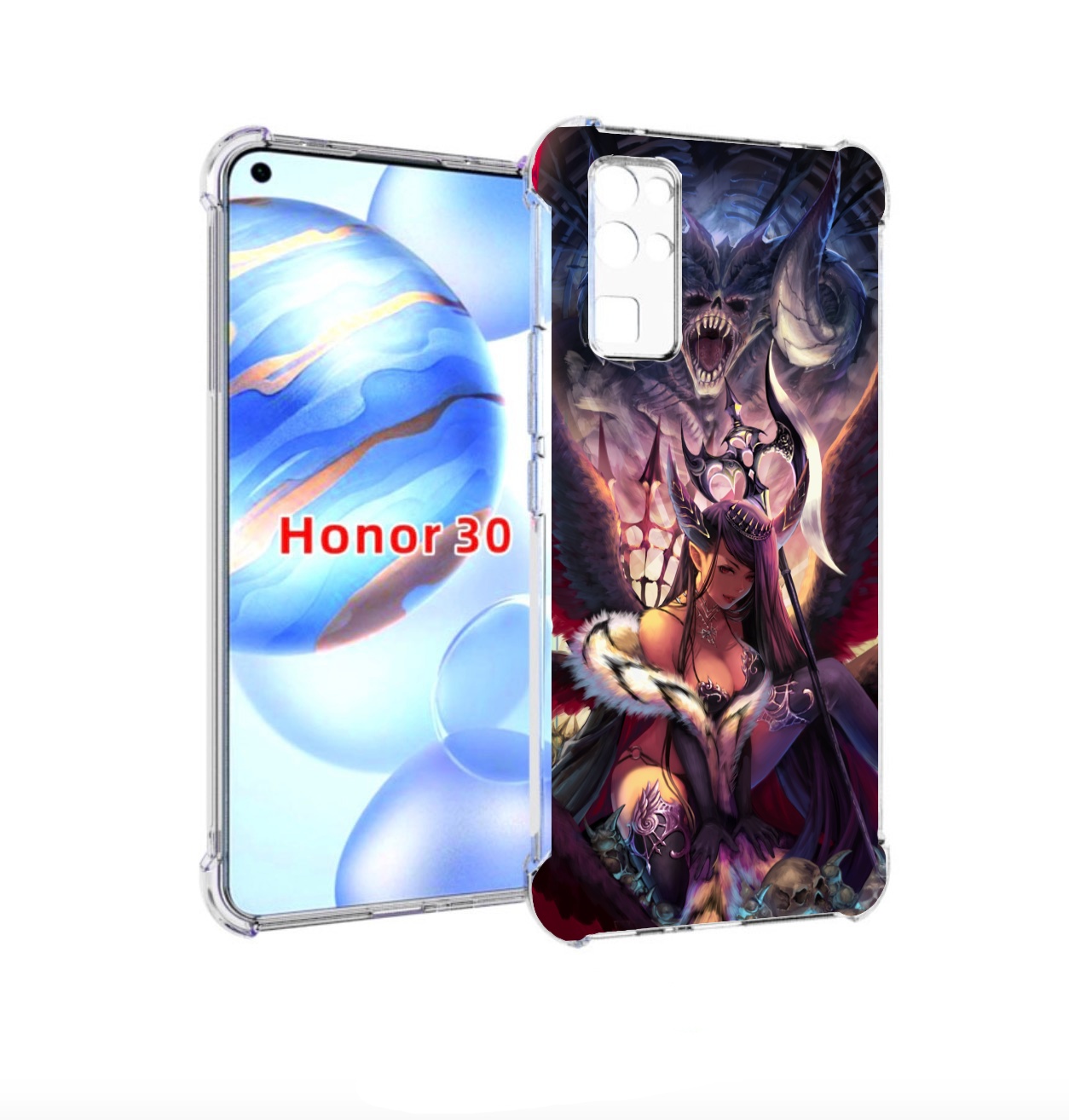 

Чехол бампер MyPads девушка с демоном на фоне женский для Honor, Прозрачный, Tocco