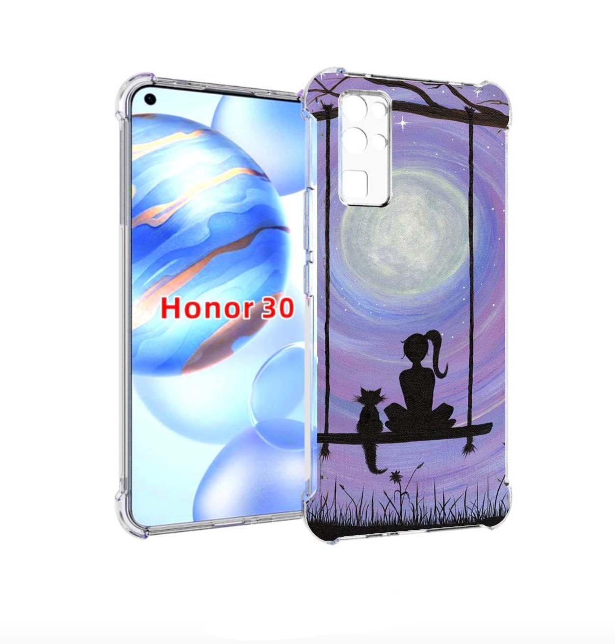 

Чехол бампер MyPads девушка с котом на качеле женский для Honor, Прозрачный, Tocco