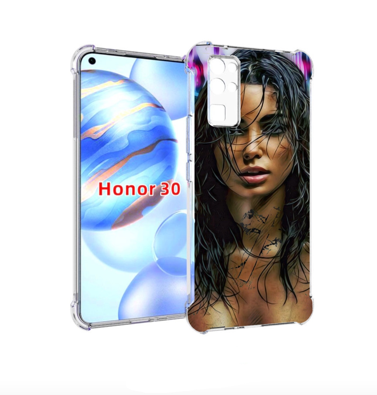 

Чехол бампер MyPads девушка с мокрыми волосами женский для Honor, Прозрачный, Tocco
