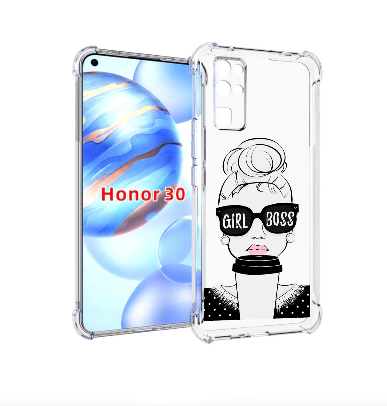 

Чехол бампер MyPads девушка-босс женский для Honor 30 (BMH-AN10), Прозрачный, Tocco