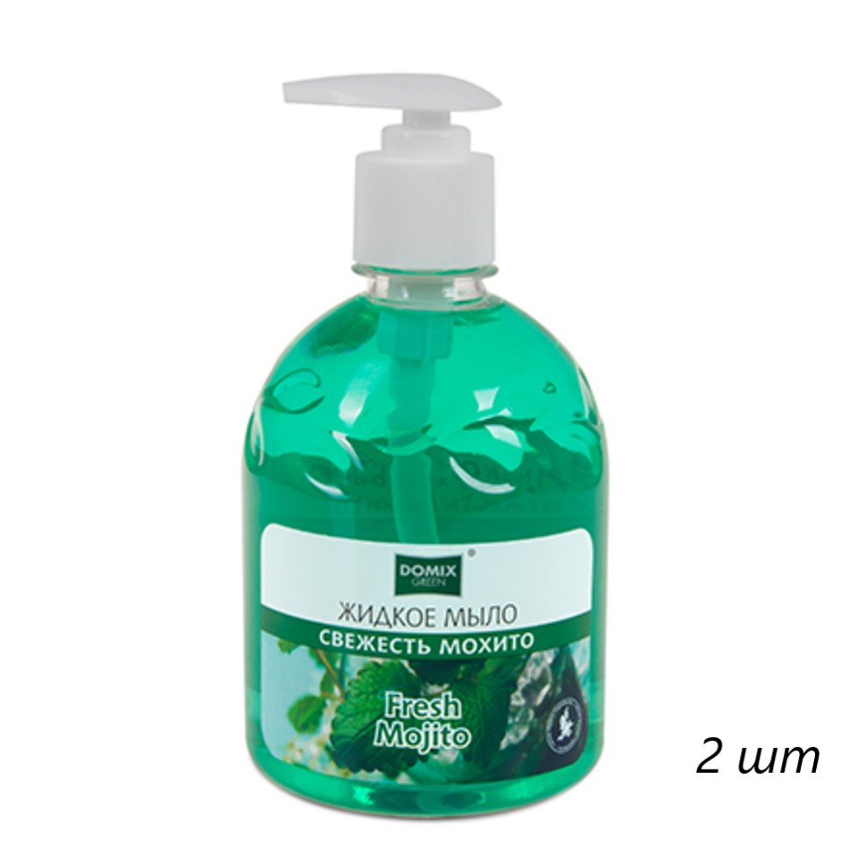 Жидкое мыло Domix Green Professional с дозатором Свежесть мохито 500 мл 2 шт