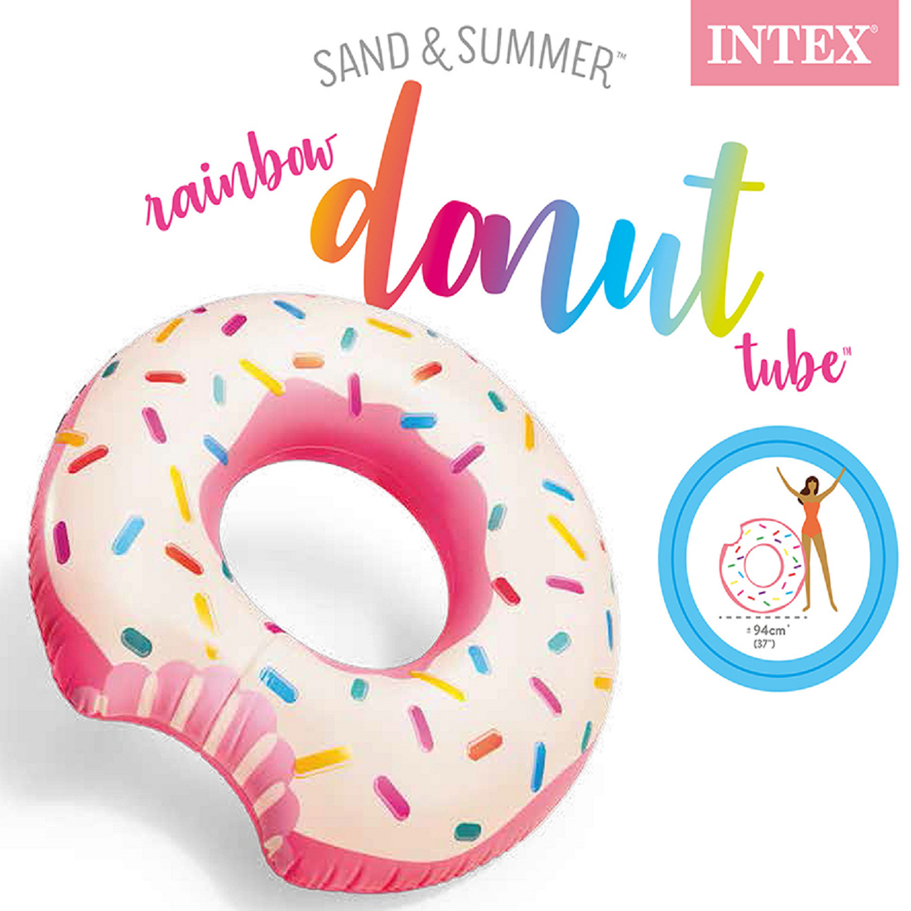 Надувной круг для плавания Intex Rainbow Donut Tube 56265 94 х 23 см