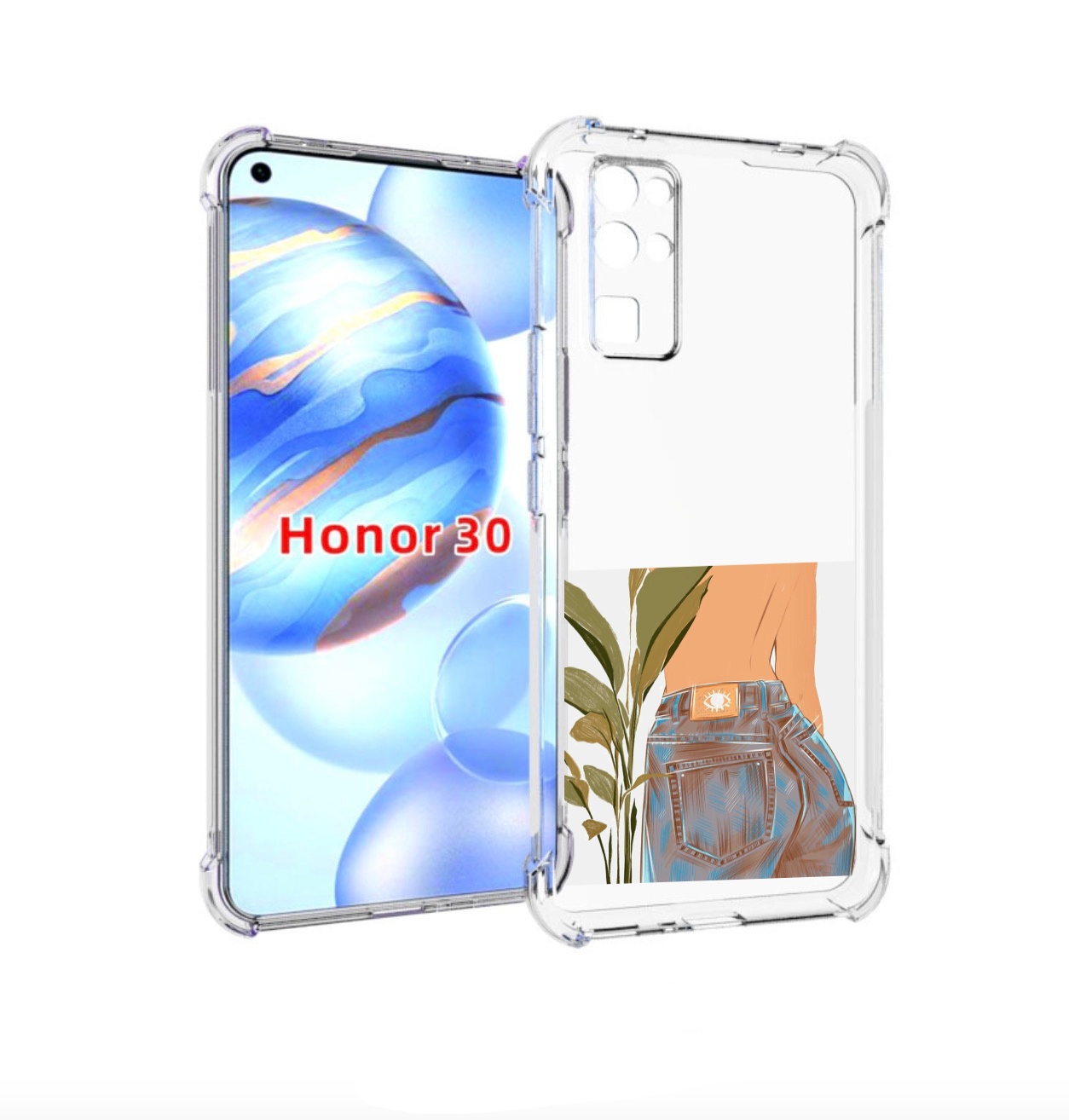 

Чехол бампер MyPads девушка-в-джинсах для Honor 30 (BMH-AN10) пр, Прозрачный, Tocco