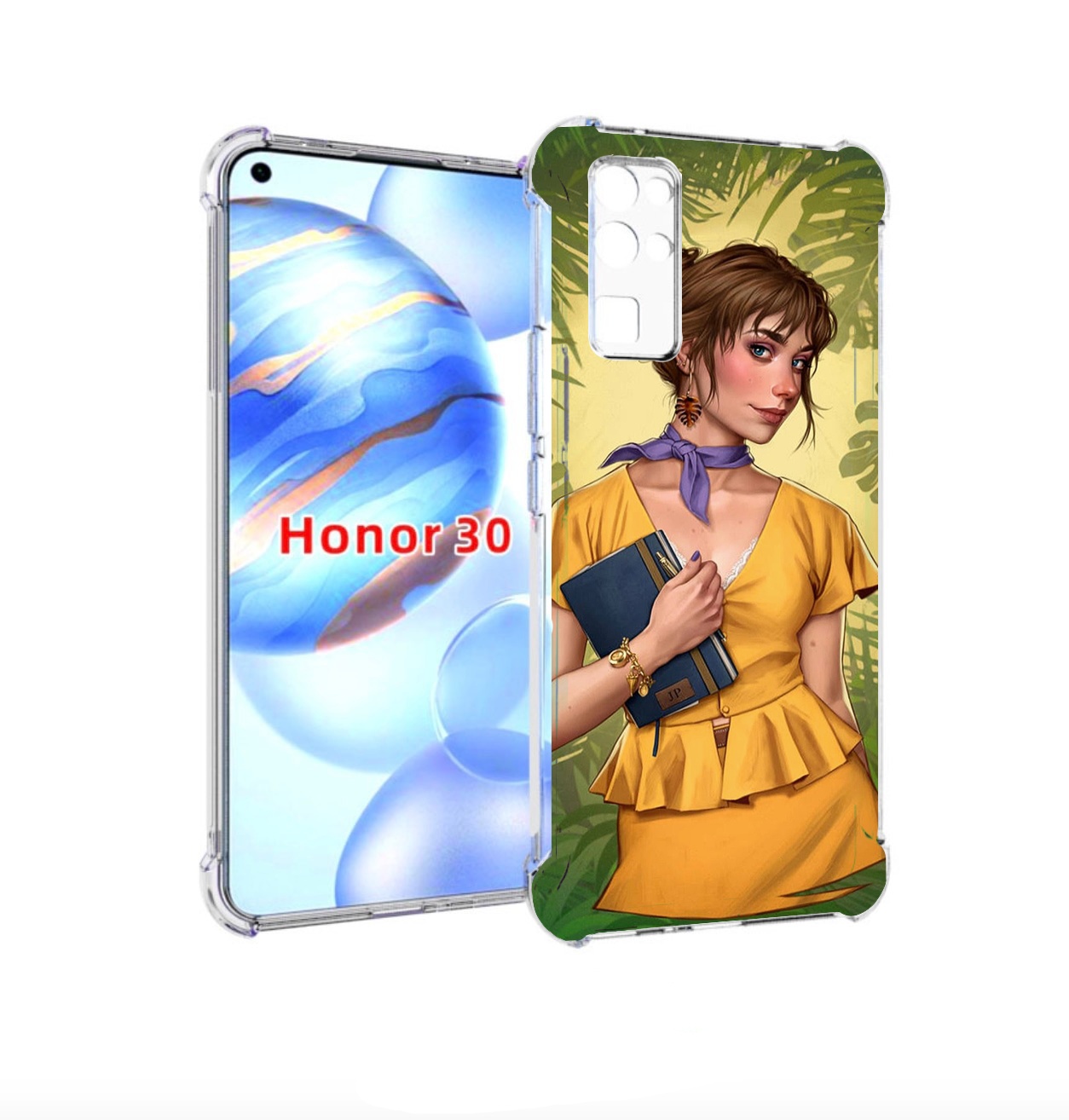 

Чехол бампер MyPads девушка-в-зелени женский для Honor 30 (BMH-A, Прозрачный, Tocco