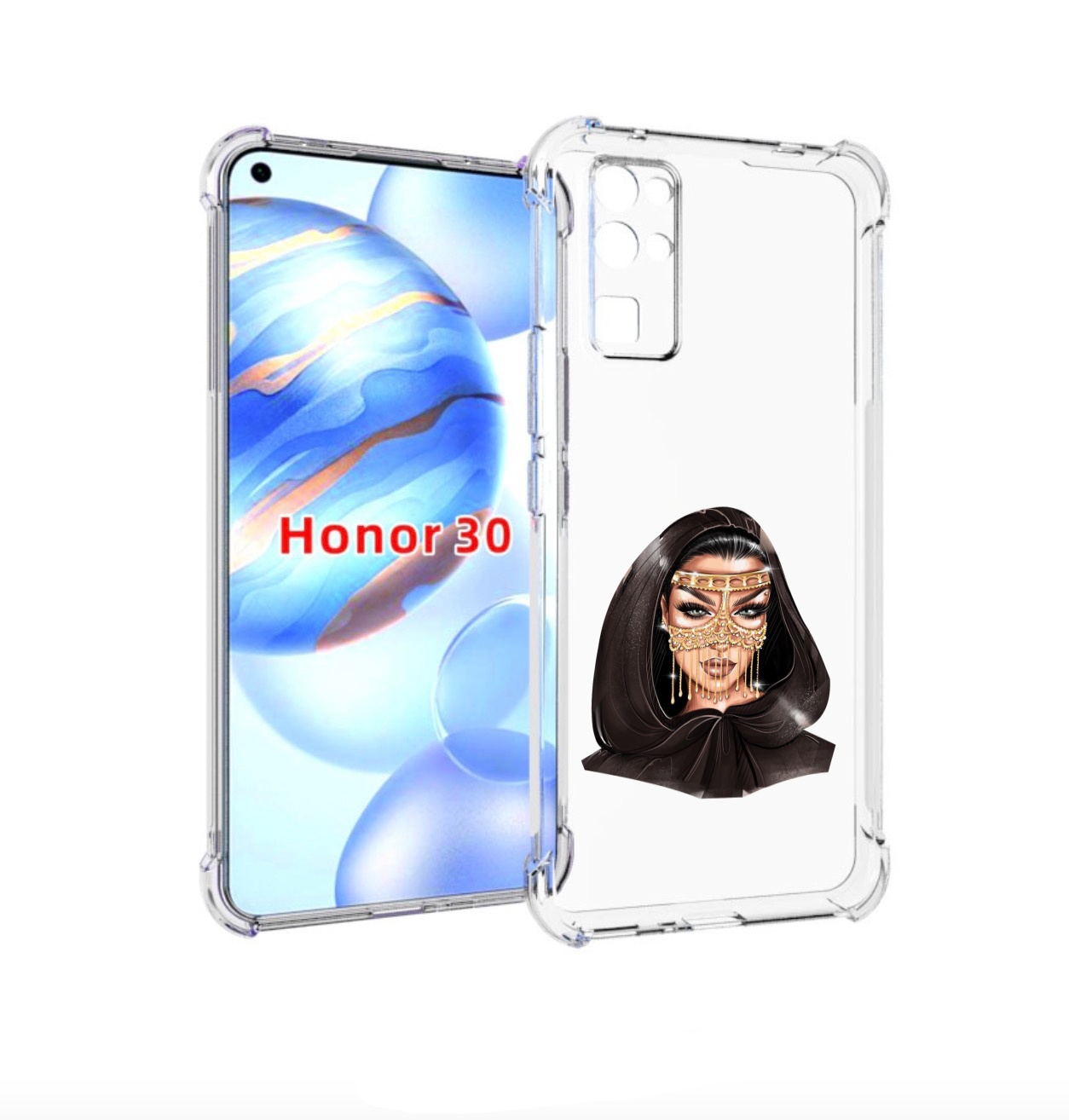 

Чехол бампер MyPads девушка-в-золотой-маске для Honor 30 (BMH-AN, Прозрачный, Tocco