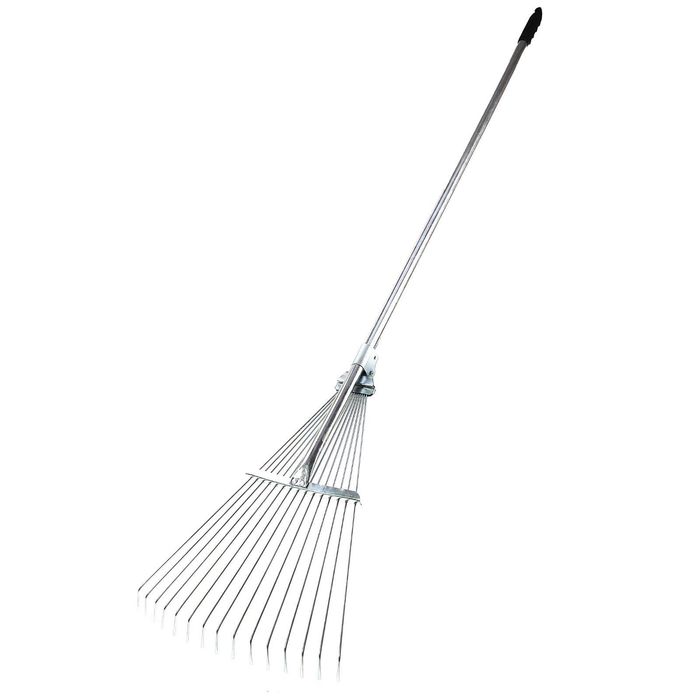 Грабли веерные, проволочные, 15 зубцов, металл, раздвижные, металлический черенок