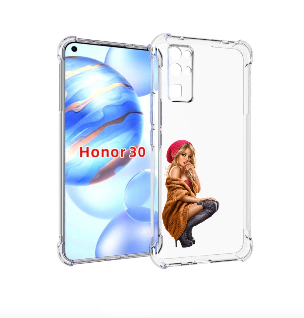 Чехол бампер MyPads девушка-в-коричневом-свитере для Honor 30 (B