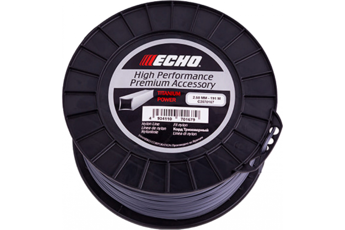 

Леска для триммера прямая квадрат 2,5 мм Echo C2070167 191 м, C2070167