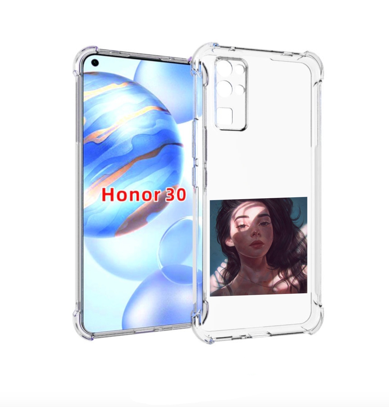 

Чехол бампер MyPads девушка-в-лучах женский для Honor 30 (BMH-AN, Прозрачный, Tocco