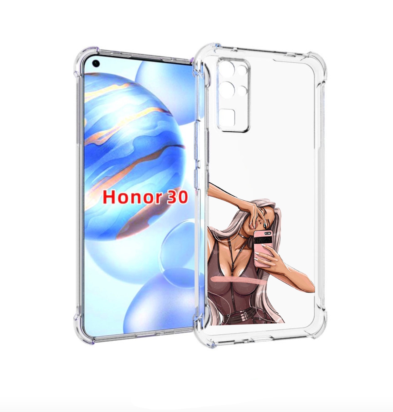 

Чехол бампер MyPads девушка-в-прозрачной-одежде для Honor 30 (BM, Прозрачный, Tocco