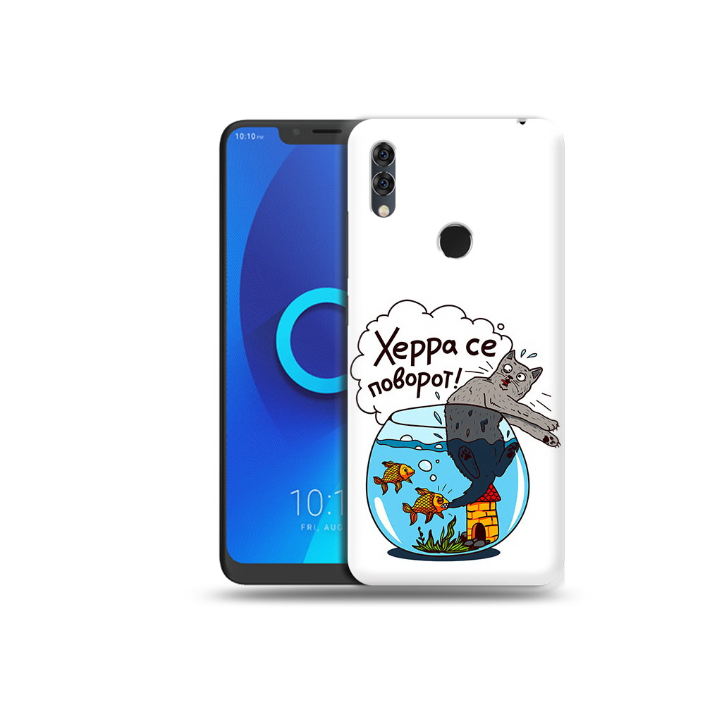 

Чехол MyPads Tocco для Alcatel 5V Рыбы с котом, Прозрачный, Tocco