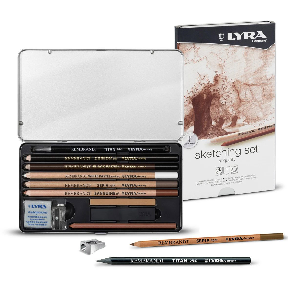 Lyra Набор карандашей худож. LYRA REMBRANDT SKETCHING SET, 11 предм., метал. коробка