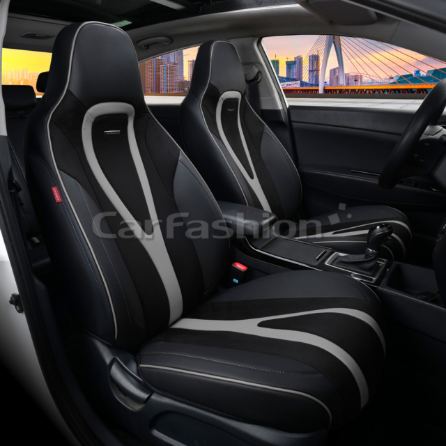 

Накидки на сиденье CarFashion Integral 5D каркасная передняя черный/черный/серый 2 шт