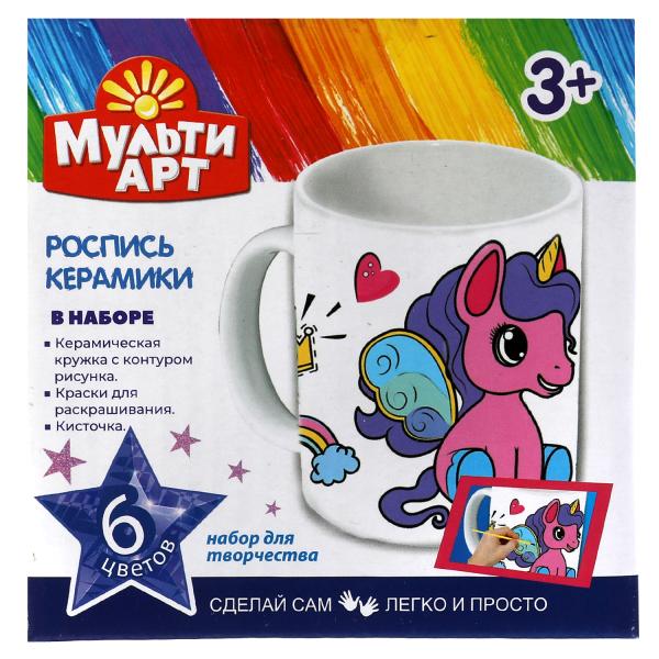

Набор д/дет тв-ва кружка для росписи (краски кисточка) MultiArt в кор.24шт