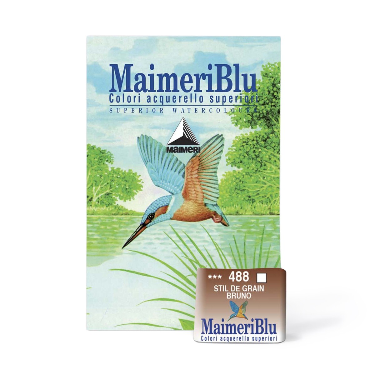 фото Maimeri краска акварельная maimeri blu, кювета 1.5мл, 488 коричневый стил де грэн