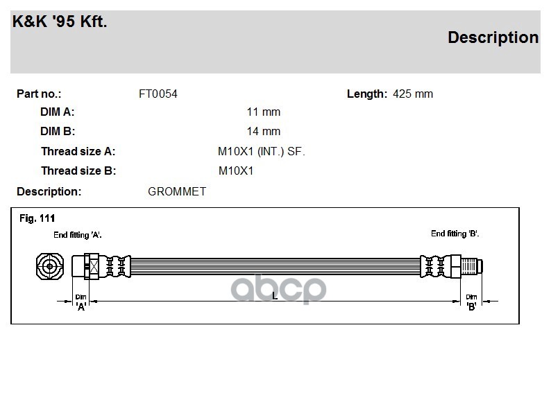 

Шланг Тормозной Передн Bmw: 3 (E36) 1.6-2.8i 90- K&K FT0054