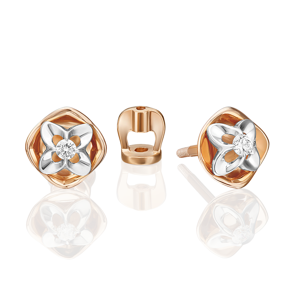 

Серьги пусеты из золота PLATINA jewelry 02-5344, бриллиант, 02-5344