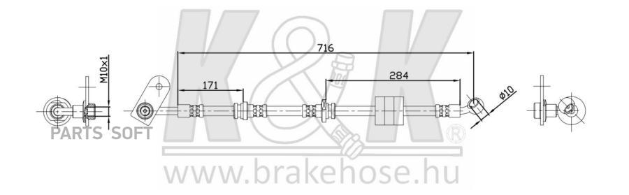 

K K FT0084 Шланг тормозной передн прав SUZUKI: GRAND VITARA 1.6/2.5 V6 24V 98- () 1шт