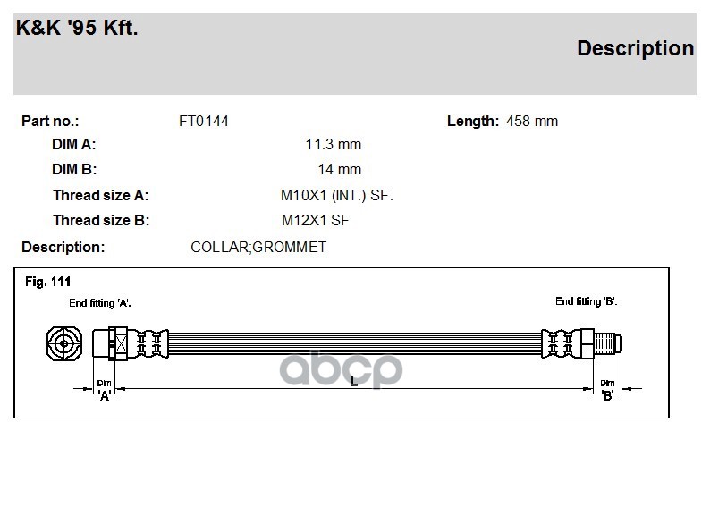 

Шланг Тормозной Передн Bmw: 1 (E81, E87) 1.6i-2.0/1.8d/2.0d 04- K&K FT0144