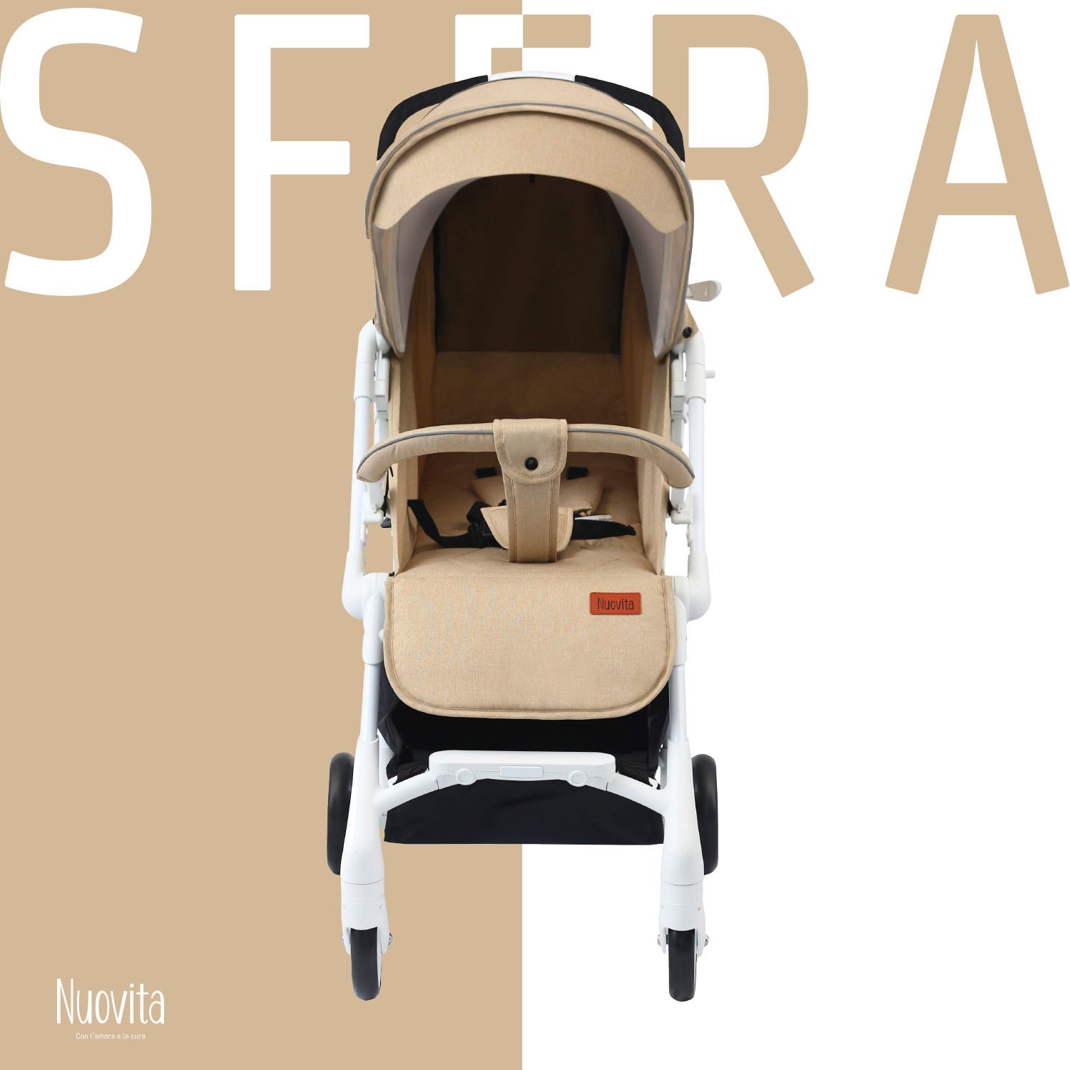 Прогулочная коляска Nuovita Sfera, бежевый белый москитная сетка nuovita comfort с солнцезащитным козырьком для коляски