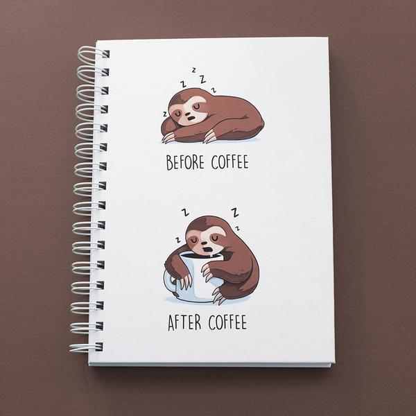 

Блокнот Before-after coffee sloth - A5