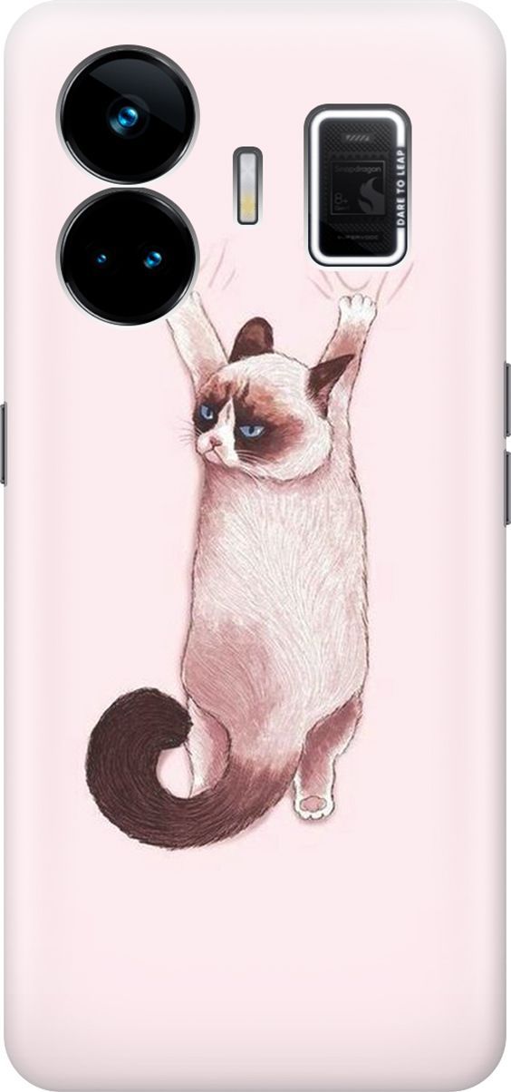 

Чехол на Realme GT Neo 5 "Недовольный кот", Белый;розовый, 158671