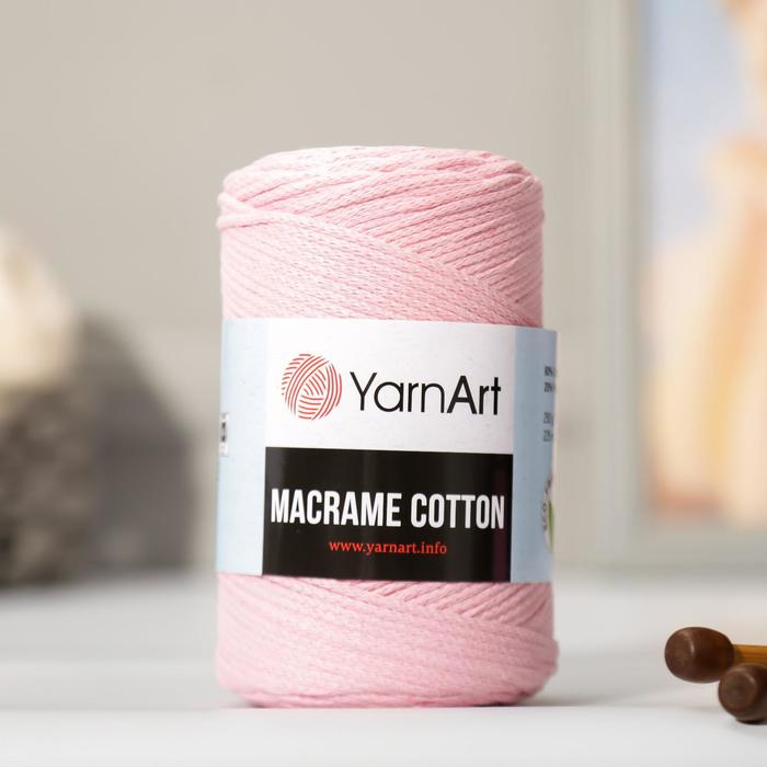 

Пряжа "Macrame Cotton" 20% полиэстер, 80% хлопок 225м/250гр (762 пудра), Розовый