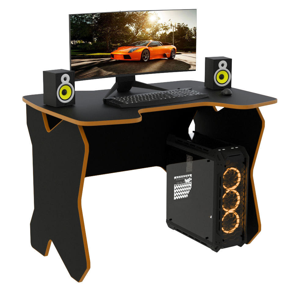 

Компьютерный письменный стол PROGamer 110x72x75 черный/оранжевый, скай