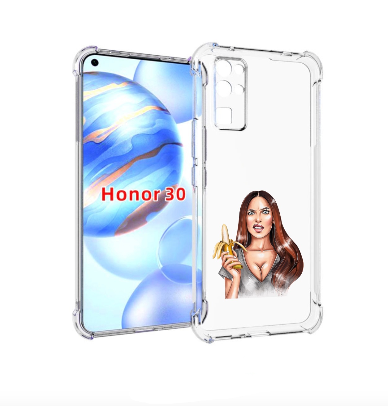 

Чехол бампер MyPads девушка-с-бананом для Honor 30 (BMH-AN10) пр, Прозрачный, Tocco