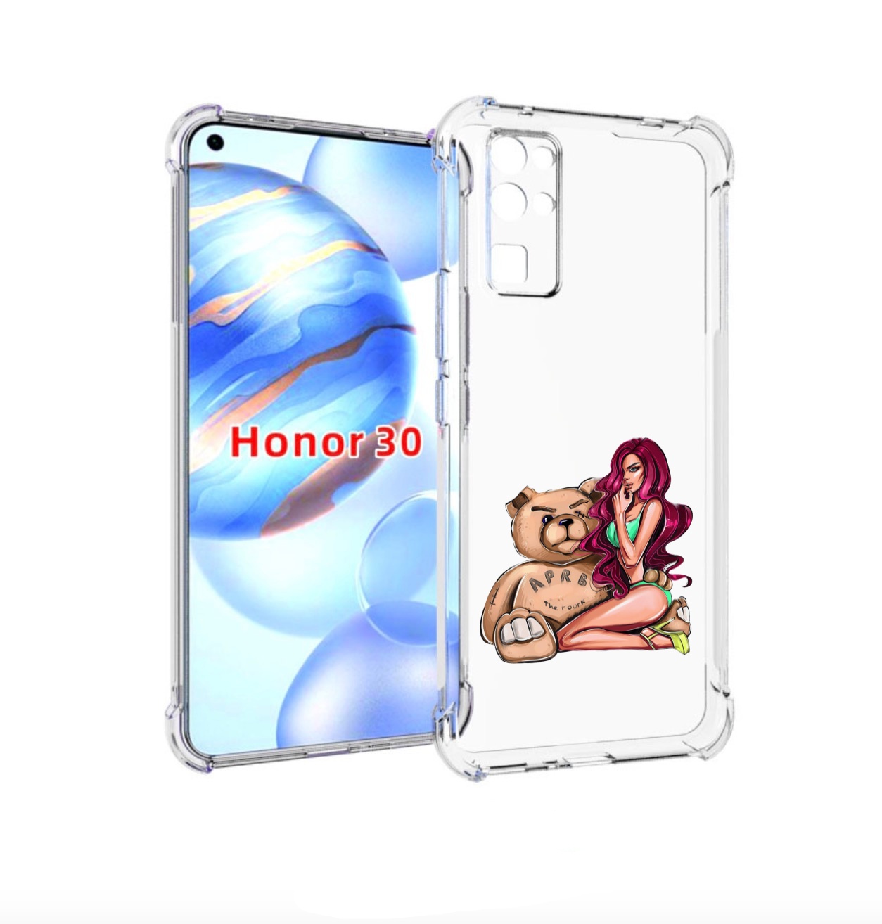 

Чехол бампер MyPads девушка-с-большим-плюшевым-мишкой для Honor, Прозрачный, Tocco