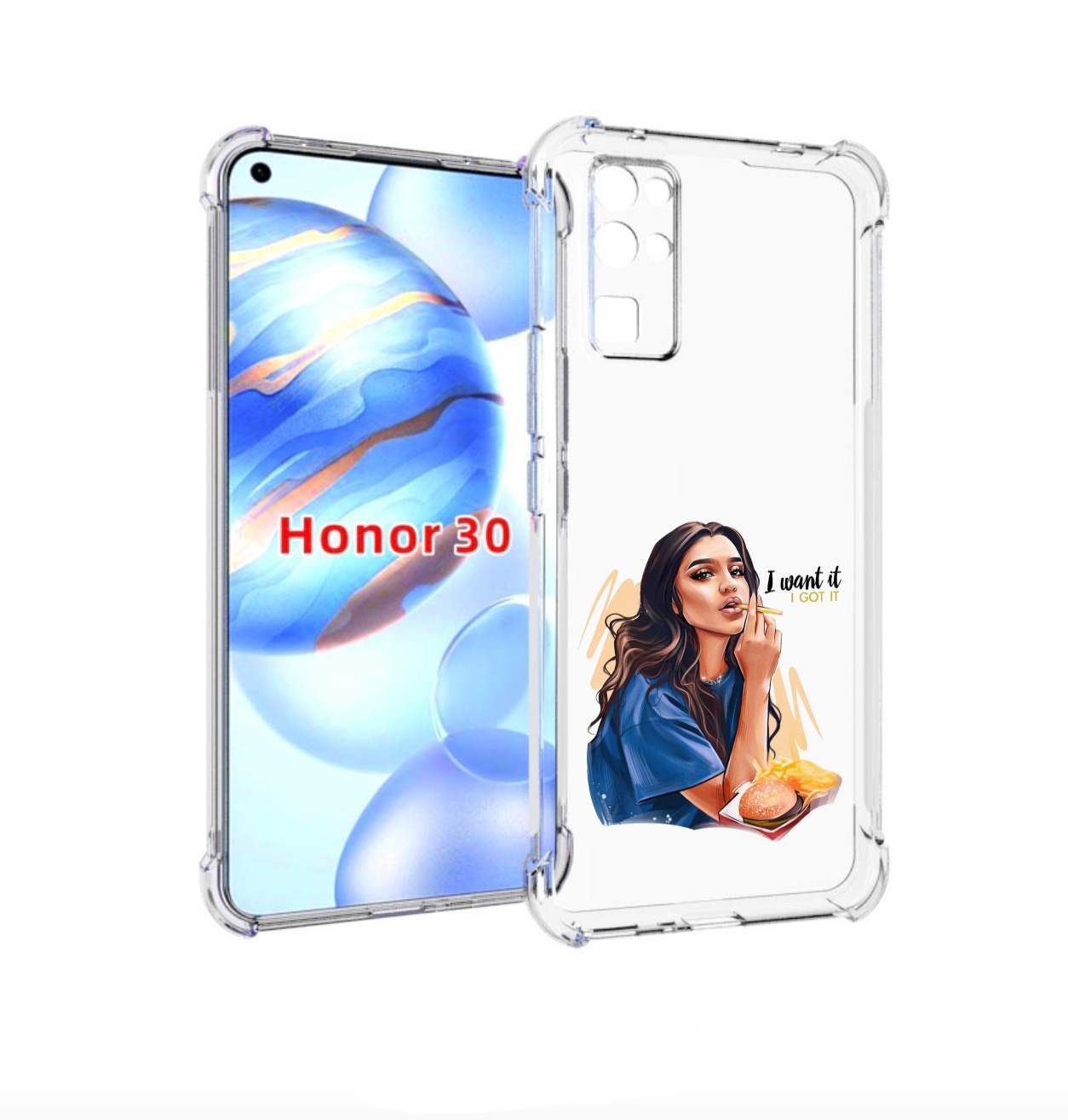 

Чехол бампер MyPads девушка-с-едой-и-сигаретой женский для Honor, Прозрачный, Tocco