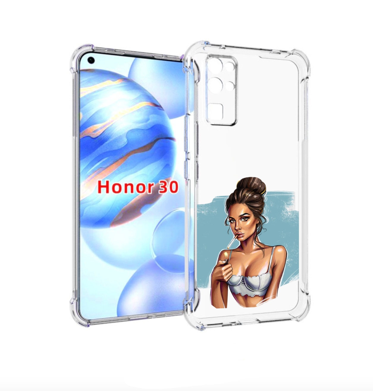 

Чехол бампер MyPads девушка-с-зажигалкой для Honor 30 (BMH-AN10), Прозрачный, Tocco