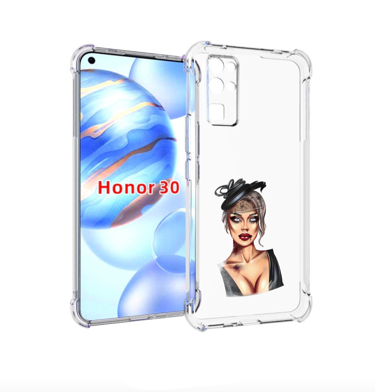

Чехол бампер MyPads девушка-с-линзами для Honor 30 (BMH-AN10) пр, Прозрачный, Tocco