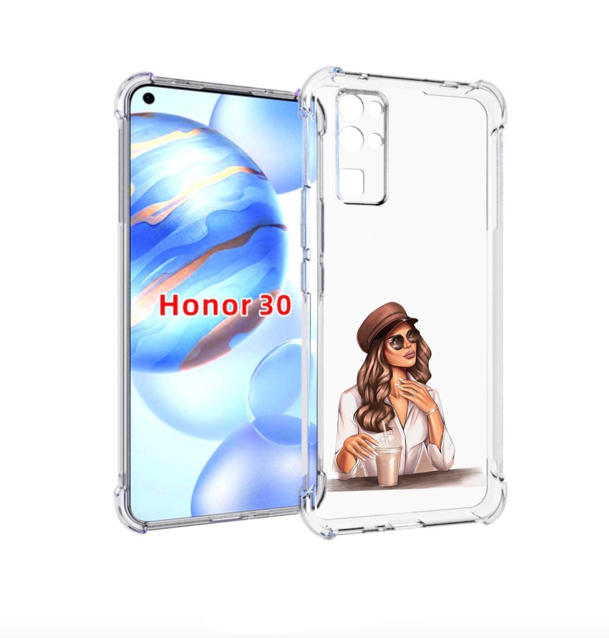 

Чехол бампер MyPads девушка-с-милкшейком женский для Honor 30 (B, Прозрачный, Tocco